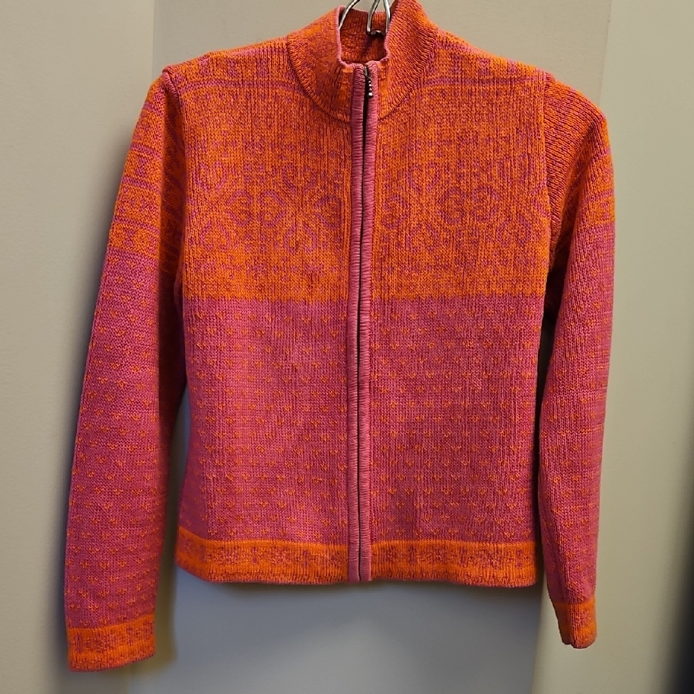 RARE Hanna Andersson Pink and Orange Cardigan Sweater